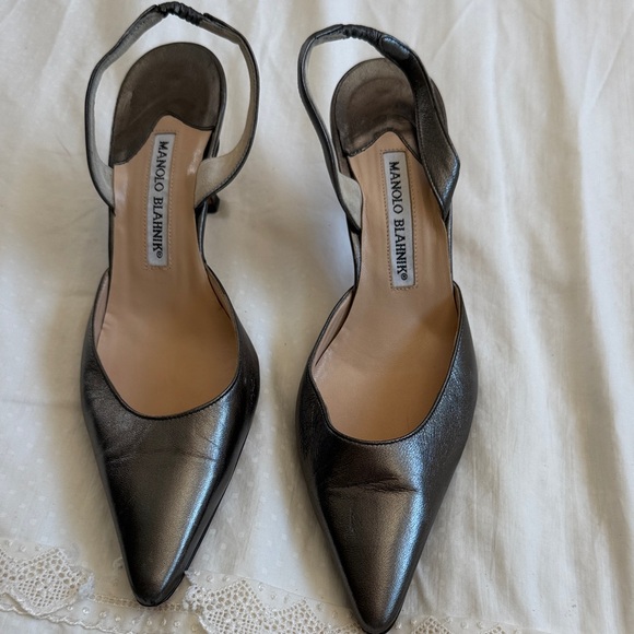 Manolo Blahnik Metallic Black Heels - Picture 1 of 8